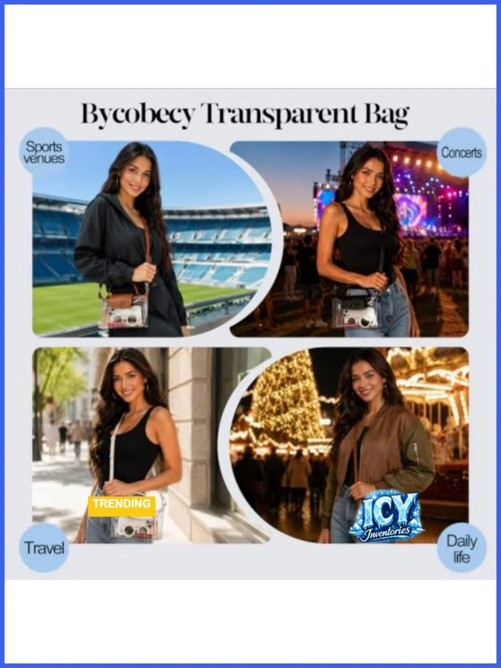 Women's Clear Crossbody Bag Stadium Approved Mini Purse PVC Transparent Concert